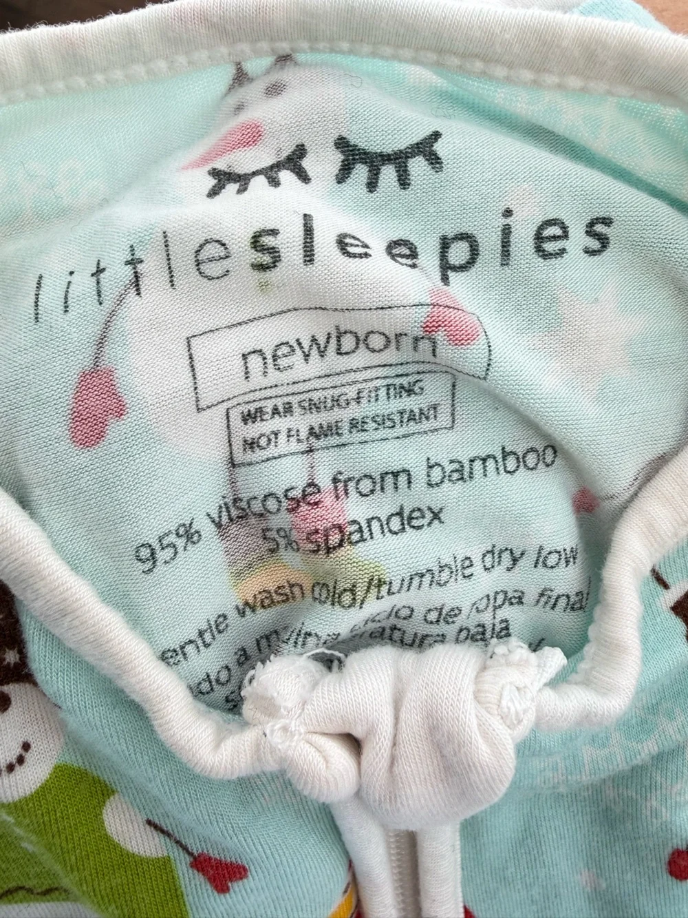 Little Sleepies Light Blue Snowman Print Footed One-Piece